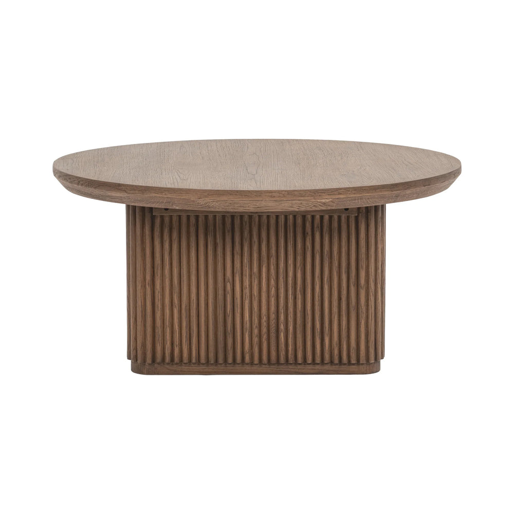 Vander Solid Wood Round Coffee Table with Oak Veneer