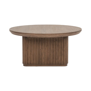Vander Solid Wood Round Coffee Table with Oak Veneer