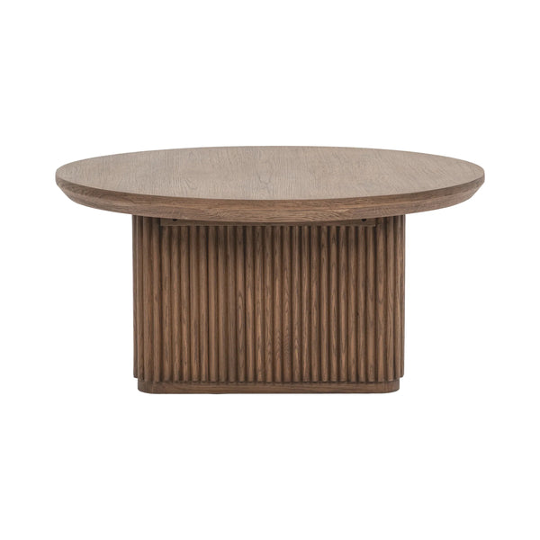 Vander Solid Wood Round Coffee Table with Oak Veneer