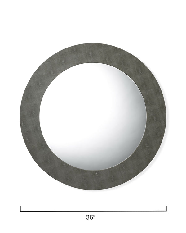 Chester Shagreen Round Mirror, Grey