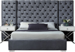 Irene Queen Bed In Grey Velvet