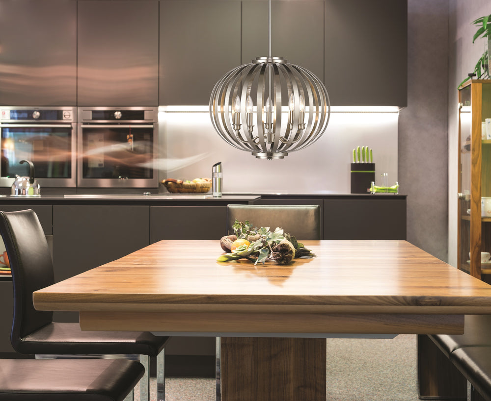 Moundou 6 Light Pendant in Brushed Nickel Finish
