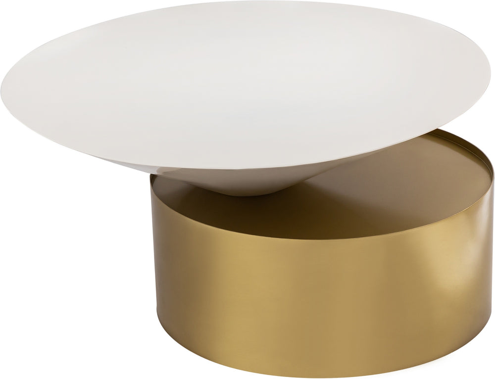 Abel Coffee Table In White and Brushed Brass