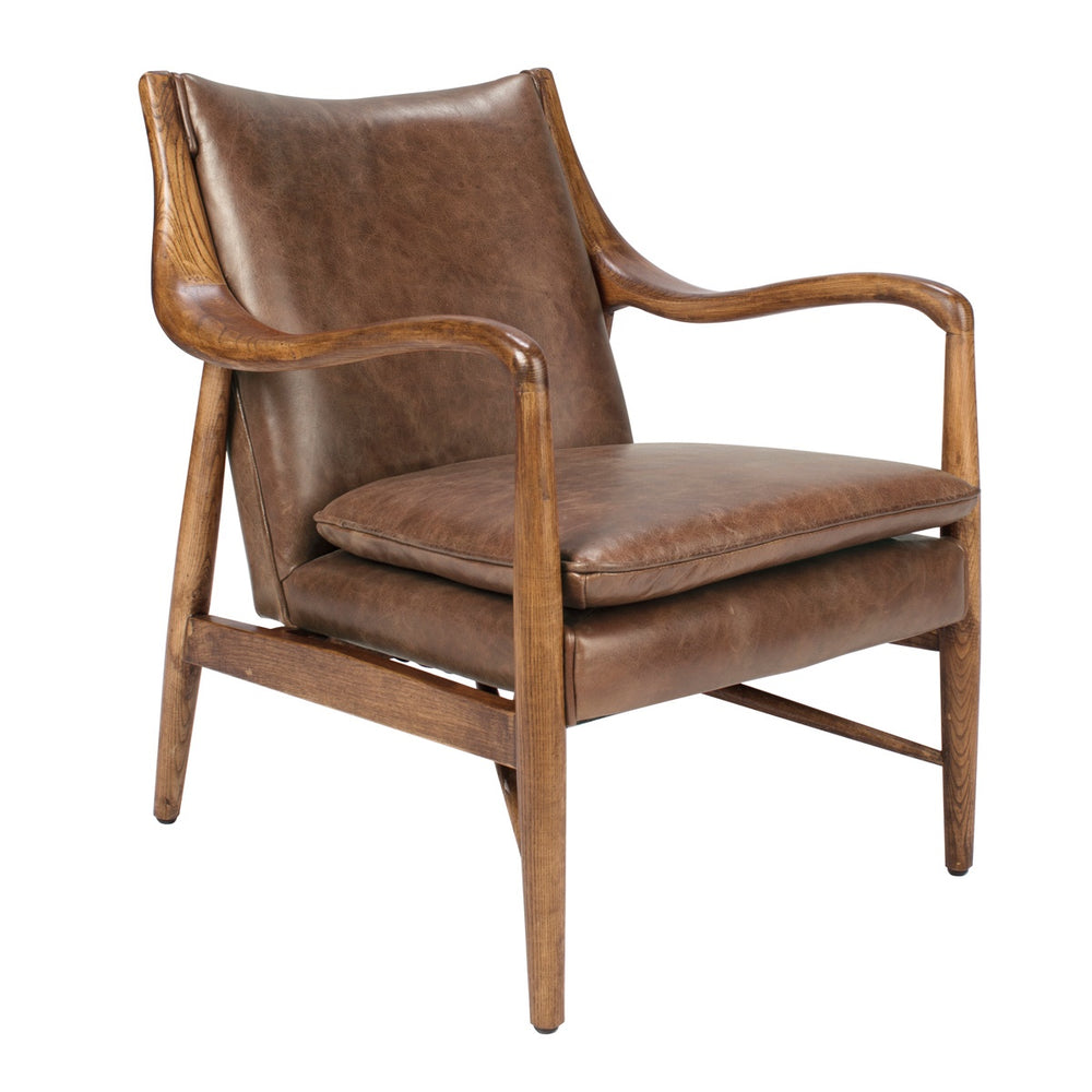 Kiannah Club Chair in Barrel Brown Leather