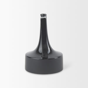 Burton 11.6H Medium Glossy and Matte Black Ceramic Jug Vase