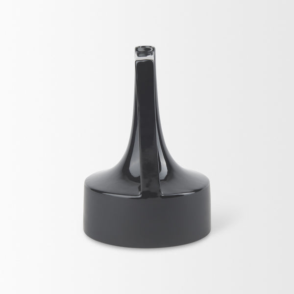 Burton 11.6H Medium Glossy and Matte Black Ceramic Jug Vase