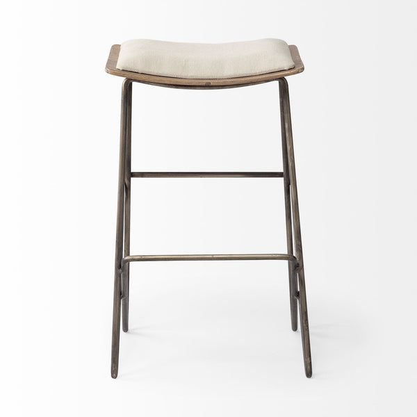 Katniss 26" Total Height Cream Fabric Seat Gold Metal Frame Counter Stool