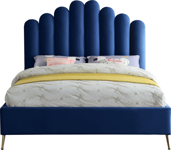 Anita Full Bed In Navy Velvet