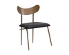 GIBBONS DINING CHAIR - ANTIQUE BRASS - CHARCOAL BLACK LEATHER