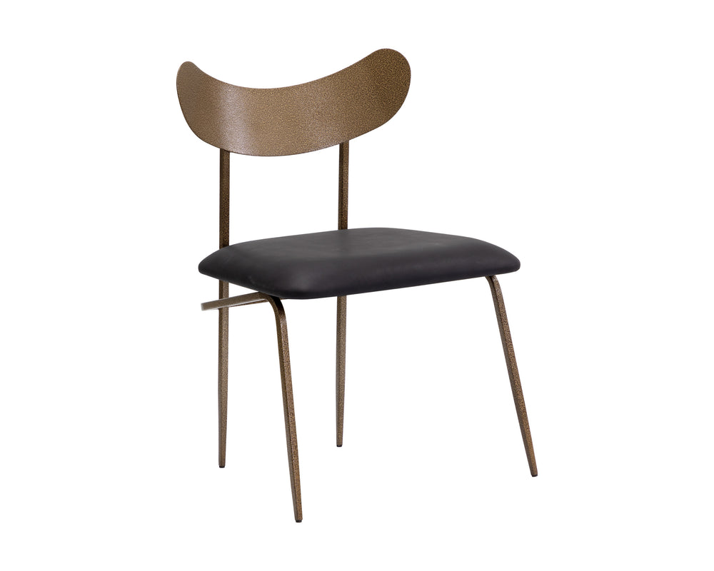 GIBBONS DINING CHAIR - ANTIQUE BRASS - CHARCOAL BLACK LEATHER