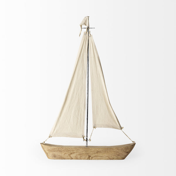 Tartane Large 22L x 2W Brown/Cream Nautical Inspired Sailboat