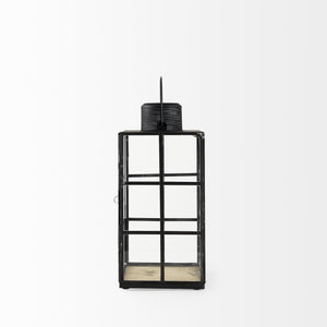 Gamfield 6.1L x 6.1W x 13.4H Medium Black Metal and Glass Lantern