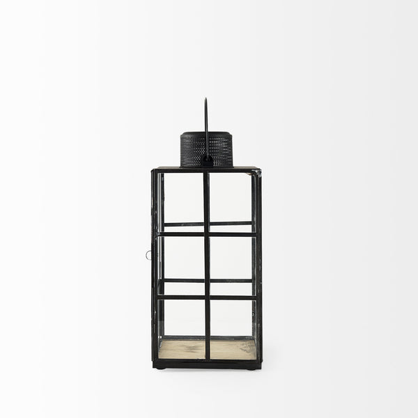 Gamfield 6.1L x 6.1W x 13.4H Medium Black Metal and Glass Lantern