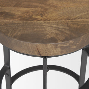 Neo 26.3" Seat Height Brown Wood Seat Black Metal Frame Stool