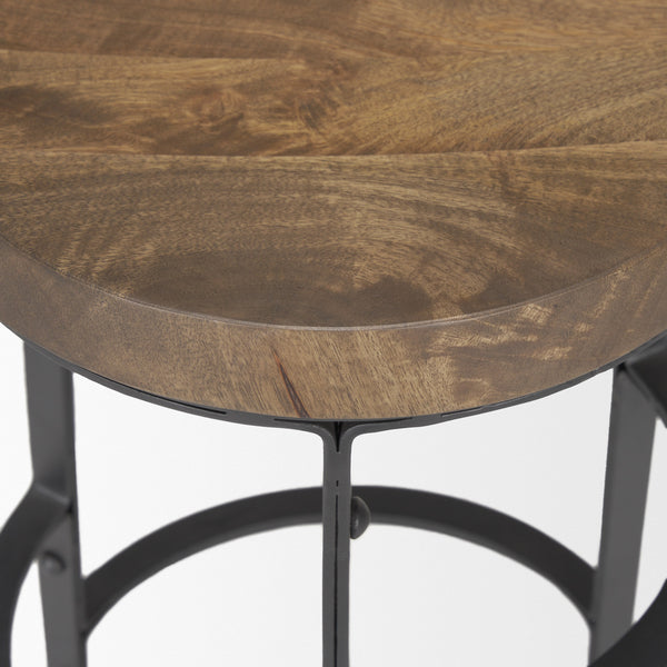 Neo 26.3" Seat Height Brown Wood Seat Black Metal Frame Stool