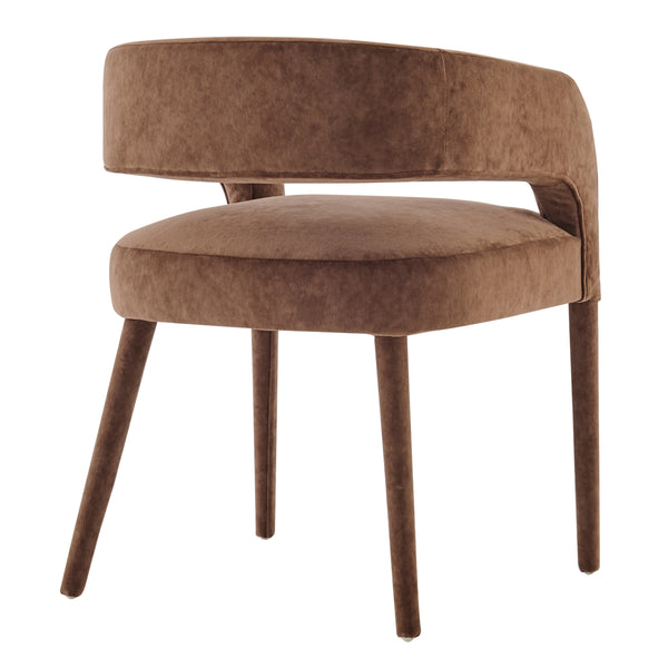 Lauryn Velvet Dining Side Chair, Dainty Dark Brown