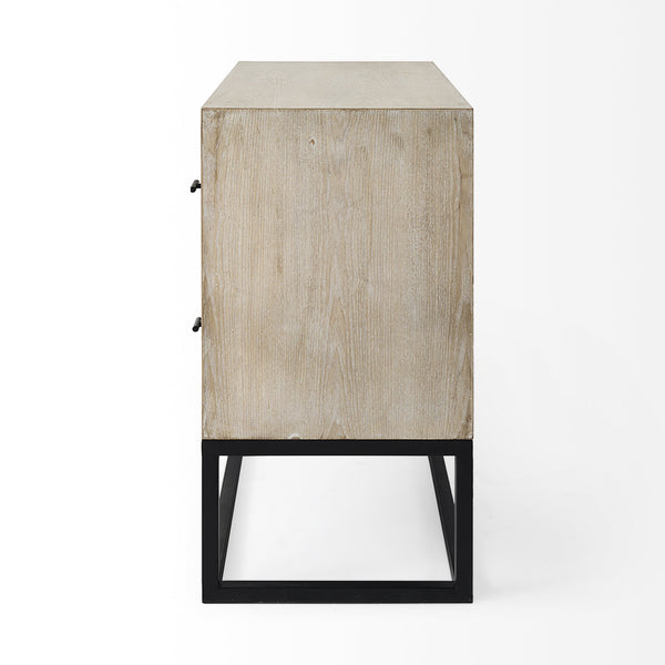 Ciara 32L x 16W Beige Fir Veneer 2 Drawer Accent Cabinet