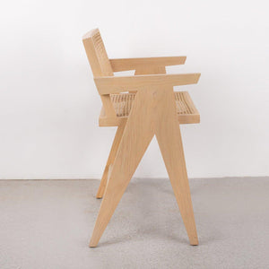 Jeanneret Counter Stool with Arms and Back - Ivory
