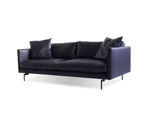 Tux sofa in black leather and black legs
