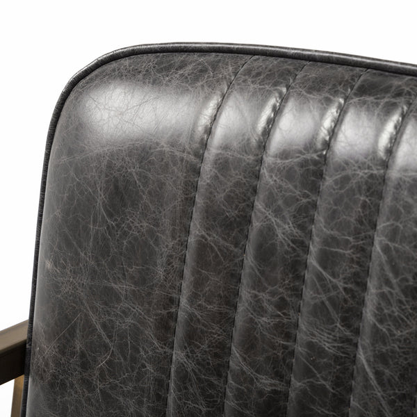 Horner Black Leather Seat w/Metal Frame Dining Chair