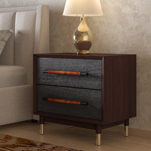 Callan KD Nightstand/Side Table 2 Drawers, Dark Walnut