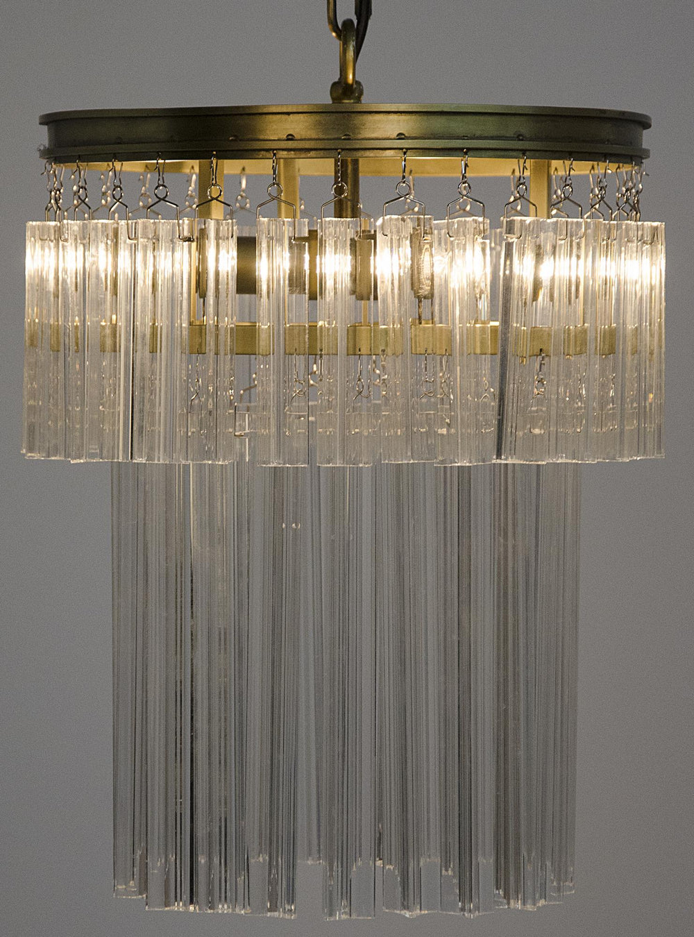Toby Chandelier, Antique Brass and Crystal