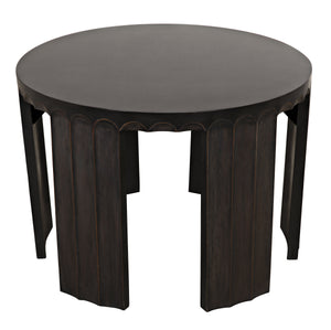 Fluted Side Table, Pale with Light Brown Trim