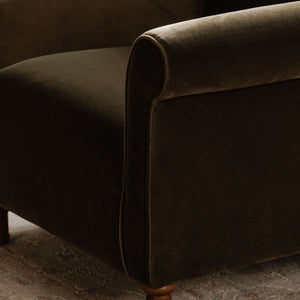 Harmony Accent Chair in Dark Green Faux Mohair