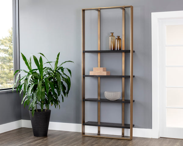 DALTON BOOKCASE - ANTIQUE BRASS - BLACK