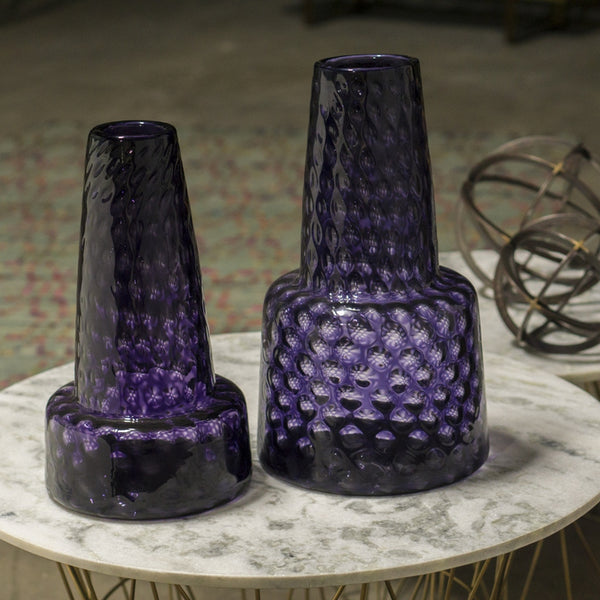 Optic Amethyst Glass Vases