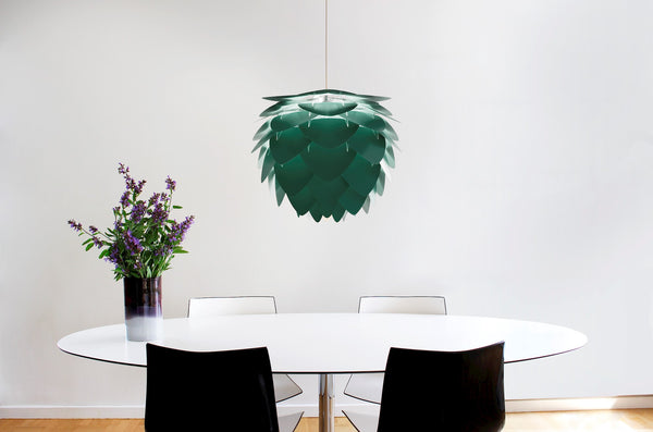 Aluvia Medium Hardwired Pendant in Forest with Black Cord