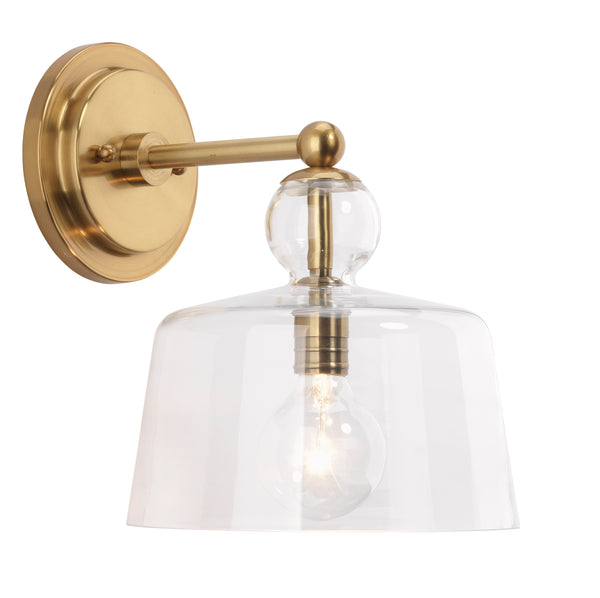 Hudson Glass Wall Sconce, Brass