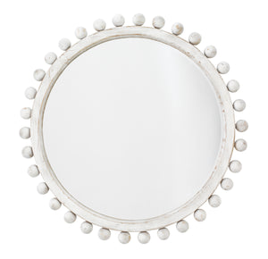 Brighton Round Wood Mirror, White Washed