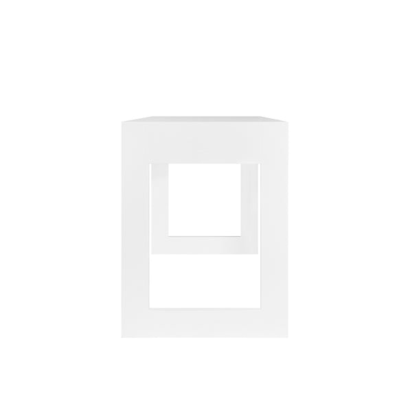 TWO DRAWER DESK WITH FLUTED DETAIL IN MATTE WHITE LACQUER