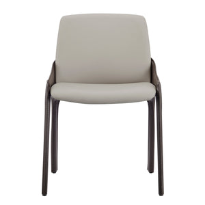 Stella Faux Leather Dining Side Chair, Taupe/Dark Brown