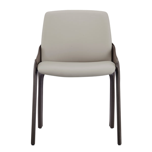Stella Faux Leather Dining Side Chair, Taupe/Dark Brown