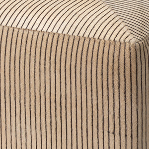 Pinstripe Hide Ottoman, Small