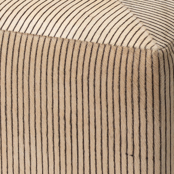 Pinstripe Hide Ottoman, Small