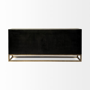 Genevieve II 70x15.8 Gray Fir Veneer W/Gold Metal Frame Base 9 Drawer Sideboard