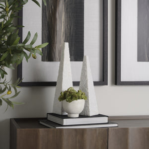 Pyramis White Rough Marble Obelisk 16"