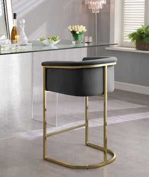 David Stool In Grey Velvet