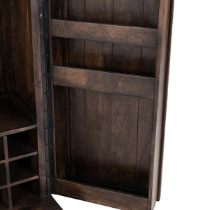 Vivienne Solid Wood Bar Cabinet - Bark Brown