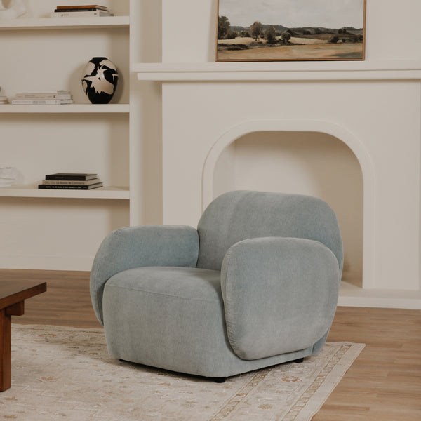 Moe's Hazel Lounge Chair in Light Blue Velvet