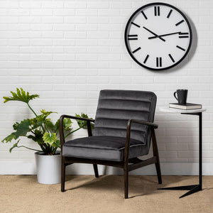 Ballatine II 15L x 15W x 27L White Marble Round Top White w/ Black Metal Base Accent Table
