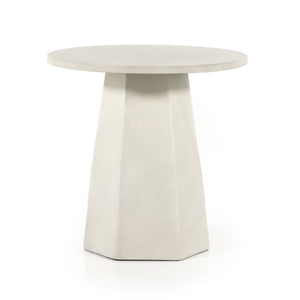 Bowman Outdoor End Table In White Concrete