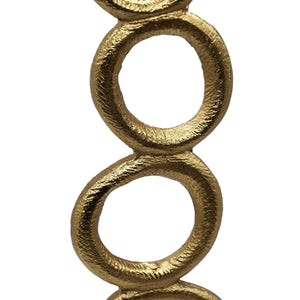 STACKED CIRCLE SHAPED TEXTURED BRASS SCULPTURE WITH WHITE MARBLE BASE