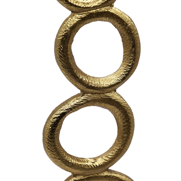 STACKED CIRCLE SHAPED TEXTURED BRASS SCULPTURE WITH WHITE MARBLE BASE