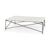 Lorlei I 53.0 X 35.0 X 15.5 White Marble Top W/ X-Shaped Antique Gold Iron Base Coffee Table