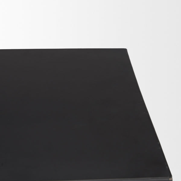 Charles Matte Black Metal w/ Wood Shelf Square Accent Table