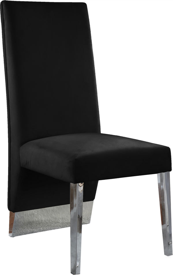 Stanley Dining Chair In Black Velvet and Chrome